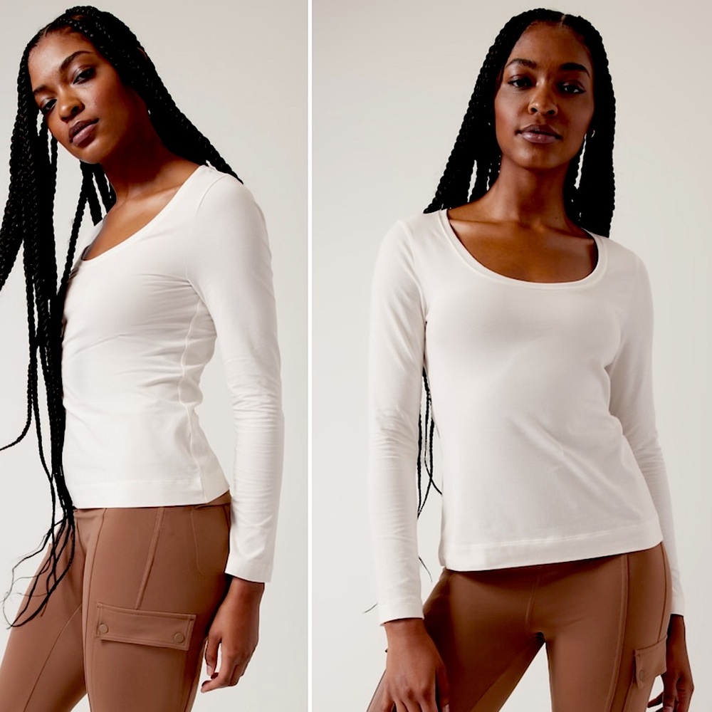 NEW! ATHLETA Outbound Scoop Neck Long-sleeve Top sz 1X, white, New w Tags!